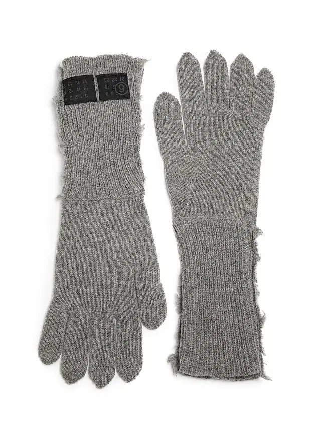 MM6 Maison Margiela Men's Wool-Nylon Gloves - Grey Melange