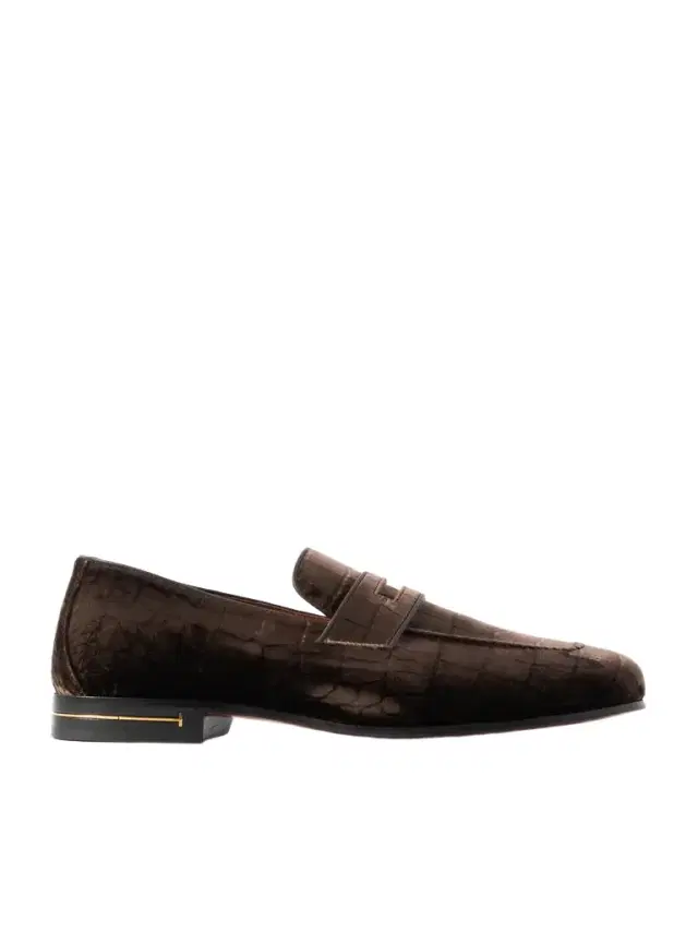 Tom Ford Gigi Leather-Trimmed Croc-Effect Velvet Penny Loafers - Men