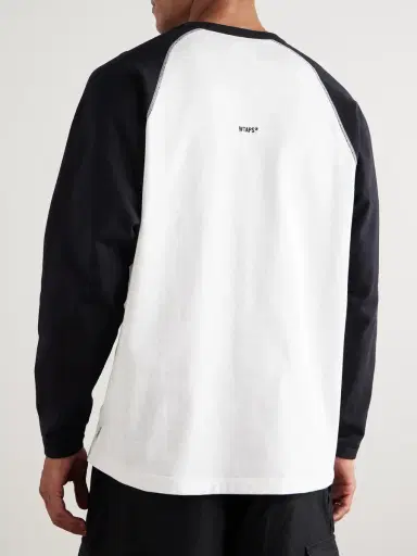 WTAPS Ian Logo-Appliquéd Two-Tone Cotton-Jersey T-Shirt - Men | Thumbnail 3 WTAPS Ian Logo-Appliquéd Two-Tone Cotton-Jersey T-Shirt - Men | Thumbnail 3