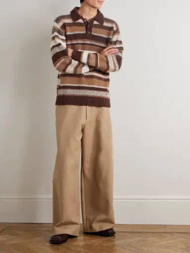 The Elder Statesman Striped Cashmere Polo Shirt - Men | Thumbnail 2