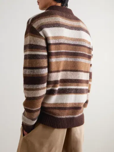 The Elder Statesman Striped Cashmere Polo Shirt - Men | Thumbnail 3