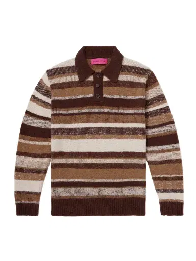 The Elder Statesman Striped Cashmere Polo Shirt - Men | Thumbnail 1