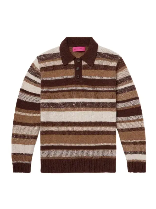 The Elder Statesman Striped Cashmere Polo Shirt - Men