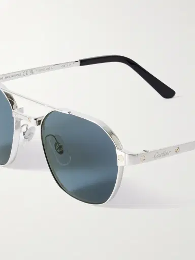 Cartier Eyewear Santos de Cartier Aviator-Style Silver-Tone Sunglasses - Men | Thumbnail 3 Cartier Eyewear Santos de Cartier Aviator-Style Silver-Tone Sunglasses - Men | Thumbnail 3