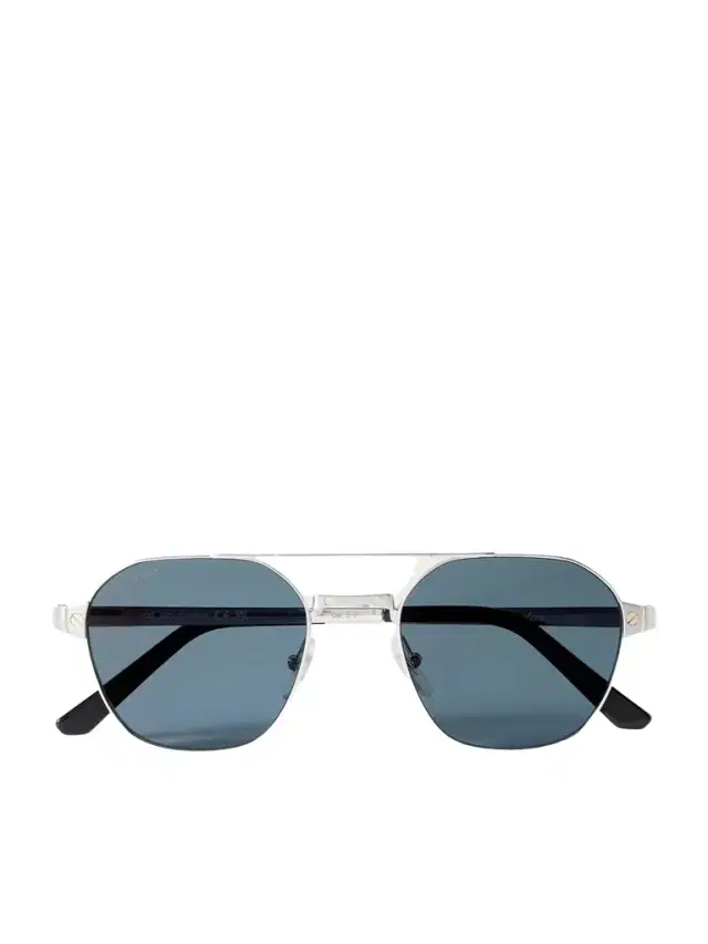 Cartier Eyewear Santos de Cartier Aviator-Style Silver-Tone Sunglasses - Men