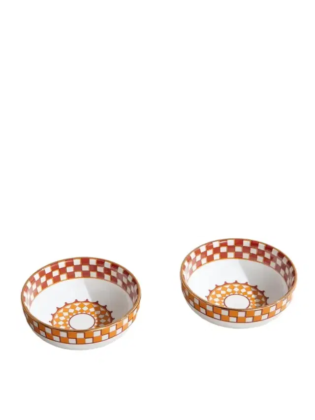 La DoubleJ Set of Two Gold-Plated Painted Porcelain Snack Bowls - Men