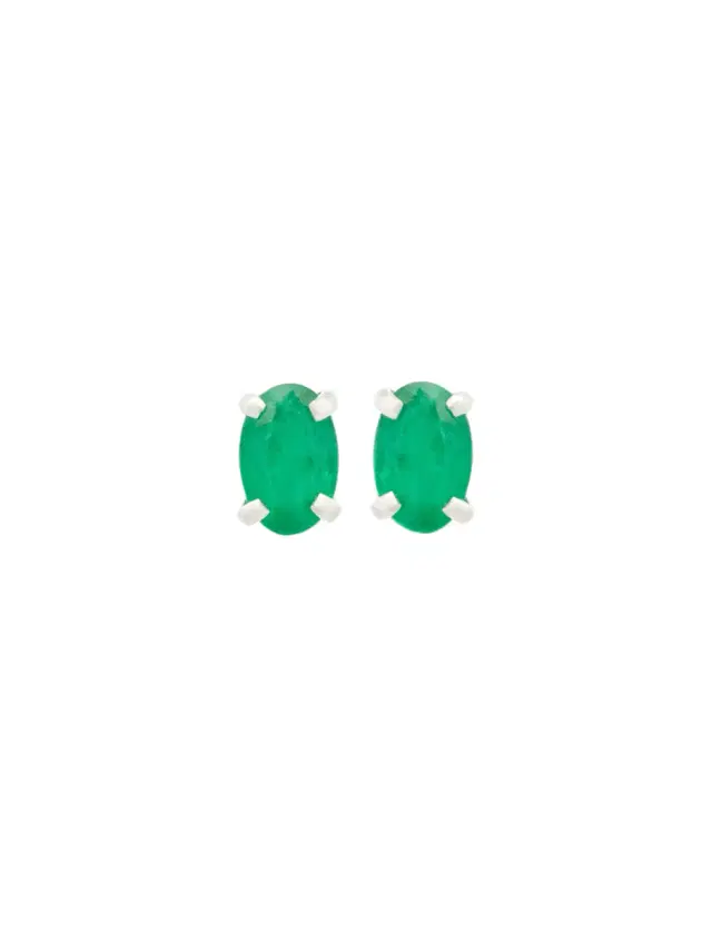 Wish Fine Jewelry 1.05ct Emerald 14K Gold Oval Stud Earrings