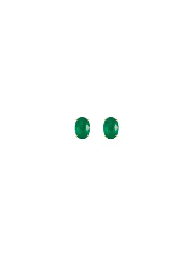 Wish Fine Jewelry 1.30ct Emerald 14K Gold Oval Stud Earrings | Thumbnail 1