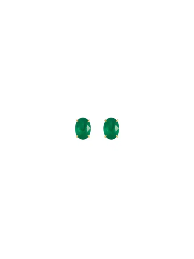 1.30ct Emerald 14K Gold Oval Stud Earrings
