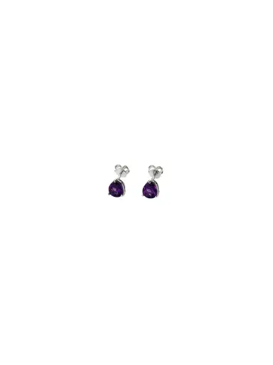 Wish Fine Jewelry 1.50ct Amethyst 18K Gold Dainty Stud Earrings | Thumbnail 2