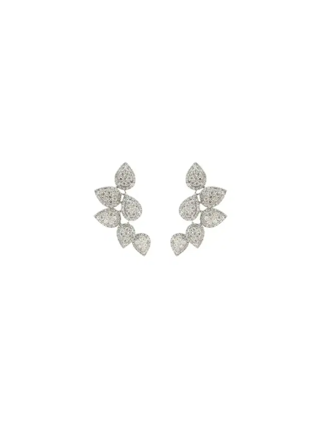 Wish Fine Jewelry 2.43ct Diamond 18K Gold Leaf Climber Earrings