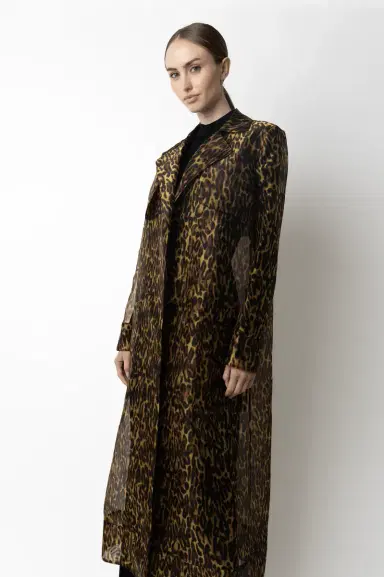 Lapointe Leopard Organza Sheer Duster | Thumbnail 3 Lapointe Leopard Organza Sheer Duster | Thumbnail 3