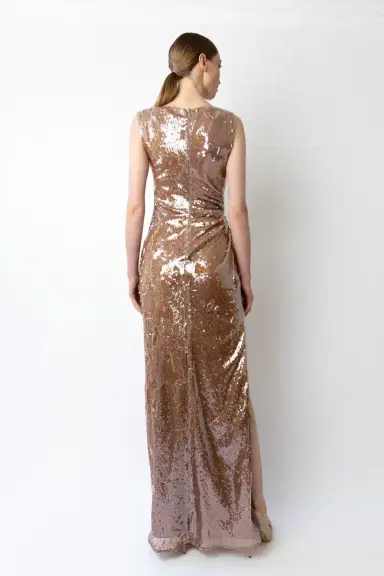 LAPOINTE Sheer Sequin Ruched Gown With Slit | Thumbnail 2
