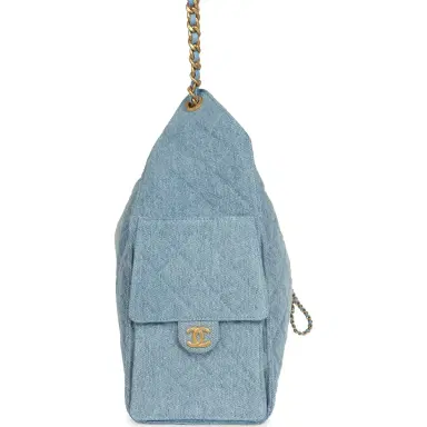 Chanel Chanel Medium 25 Hobo Bag Light Blue Washed Denim Antique Gold Hardware | Thumbnail 3 Chanel Chanel Medium 25 Hobo Bag Light Blue Washed Denim Antique Gold Hardware | Thumbnail 3