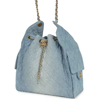 Chanel Chanel Medium 25 Hobo Bag Light Blue Washed Denim Antique Gold Hardware | Thumbnail 5 Chanel Chanel Medium 25 Hobo Bag Light Blue Washed Denim Antique Gold Hardware | Thumbnail 5