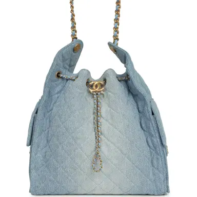 Chanel Chanel Medium 25 Hobo Bag Light Blue Washed Denim Antique Gold Hardware | Thumbnail 1 Chanel Chanel Medium 25 Hobo Bag Light Blue Washed Denim Antique Gold Hardware | Thumbnail 1
