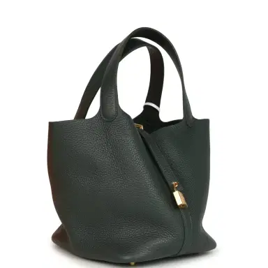 HERMÈS Hermes Picotin Lock 22 Vert Mangrove Clemence Gold Hardware | Thumbnail 2 HERMÈS Hermes Picotin Lock 22 Vert Mangrove Clemence Gold Hardware | Thumbnail 2