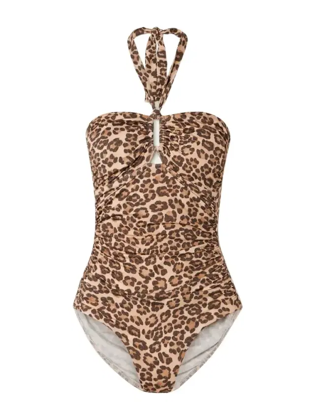 Zimmermann Wanderlust Cutout Ruched Leopard-print Swimsuit