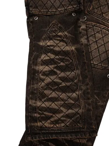 Who Decides War Men's Moto Quilted Straight Jeans - Tan Coal - Size 40 | Thumbnail 2 Who Decides War Men's Moto Quilted Straight Jeans - Tan Coal - Size 40 | Thumbnail 2
