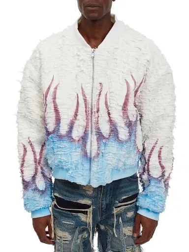 Who Decides War Men's Husk Flame Bomber Jacket - Cloud Multi - Size XXXL | Thumbnail 1 Who Decides War Men's Husk Flame Bomber Jacket - Cloud Multi - Size XXXL | Thumbnail 1