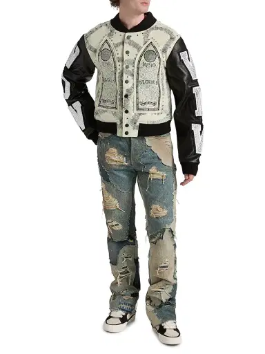 Who Decides War Men's Hardware Cathedral Varsity Jacket - Cloud Coal - Size XXXL | Thumbnail 2