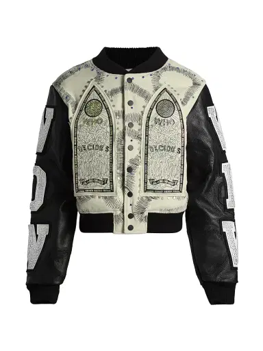 Who Decides War Men's Hardware Cathedral Varsity Jacket - Cloud Coal - Size XXXL | Thumbnail 1