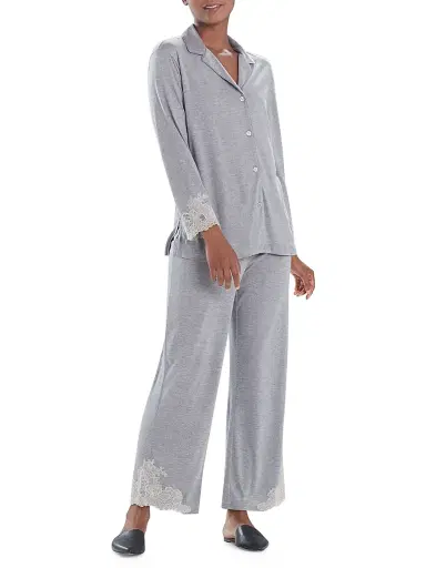 Natori Women's Luxe Shangri La 2-Piece Notch Pajama Set - Black | Thumbnail 2 Natori Women's Luxe Shangri La 2-Piece Notch Pajama Set - Black | Thumbnail 2
