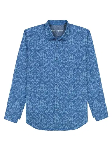 Robert Graham Men's Highland Printed Woven Shirt - Dark Blue - Size XXL | Thumbnail 1 Robert Graham Men's Highland Printed Woven Shirt - Dark Blue - Size XXL | Thumbnail 1