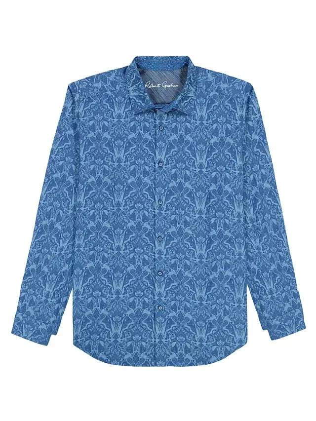 Men's Highland Printed Woven Shirt - Dark Blue