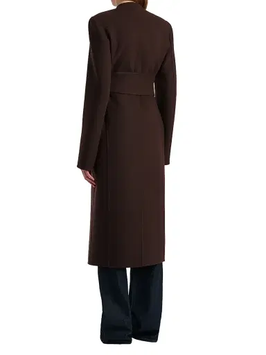 Khaite Women's Jelson Wool Tie-Waist Coat - Dark Brown | Thumbnail 4 Khaite Women's Jelson Wool Tie-Waist Coat - Dark Brown | Thumbnail 4