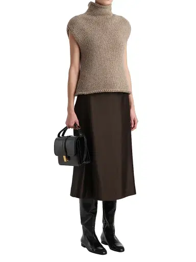 Khaite Women's Nania Satin Midi-Skirt - Bark | Thumbnail 2 Khaite Women's Nania Satin Midi-Skirt - Bark | Thumbnail 2