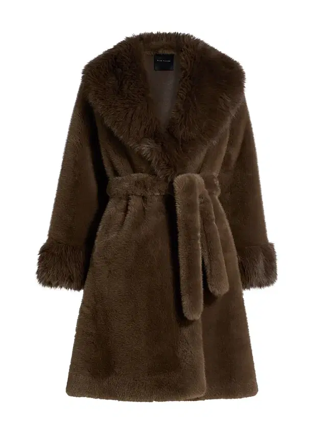 Elie Tahari Women's Jones Faux-Fur Shawl-Collar Coat - Bistro Brown