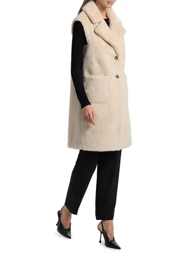 Elie Tahari Women's Fallon Faux-Fur Longline Vest | Thumbnail 4 Elie Tahari Women's Fallon Faux-Fur Longline Vest | Thumbnail 4