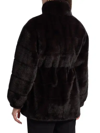 Elie Tahari Women's The Eliana Faux- Fur Zip-Front Coat - Striped Animal | Thumbnail 5