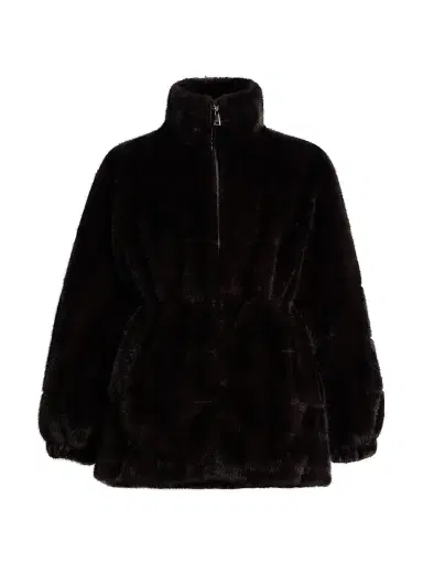 Elie Tahari Women's The Eliana Faux- Fur Zip-Front Coat - Striped Animal | Thumbnail 1