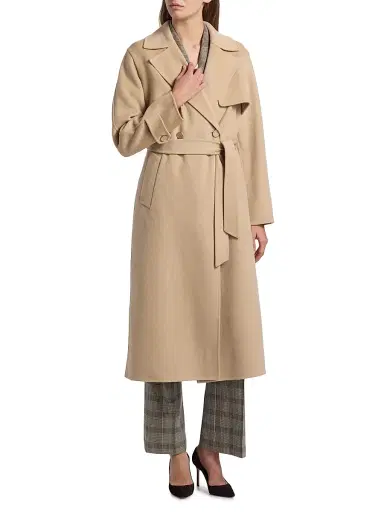 Elie Tahari Women's Ren Wool Double-Breasted Trench Coat | Thumbnail 2 Elie Tahari Women's Ren Wool Double-Breasted Trench Coat | Thumbnail 2