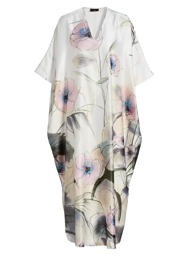 Women's Hiyaku Floral Charmeuse V-Neck Caftan