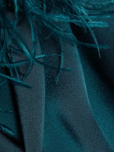LaPointe Women's Feather-Cuff Satin Shift Minidress - Teal | Thumbnail 7 LaPointe Women's Feather-Cuff Satin Shift Minidress - Teal | Thumbnail 7