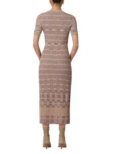Shoshanna Women's Lara Henley Midi-Dress - Tan Slate Blue Burnt Umber | Thumbnail 3 Shoshanna Women's Lara Henley Midi-Dress - Tan Slate Blue Burnt Umber | Thumbnail 3