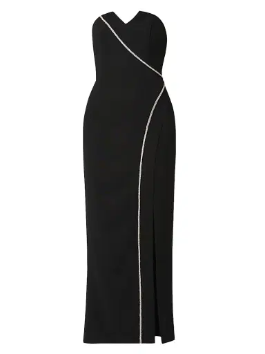 Shoshanna Women's Star Bandeau Slit Midi-Dress - Jet | Thumbnail 1