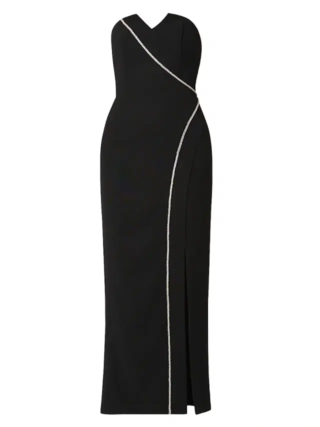 Shoshanna Women's Star Bandeau Slit Midi-Dress - Jet