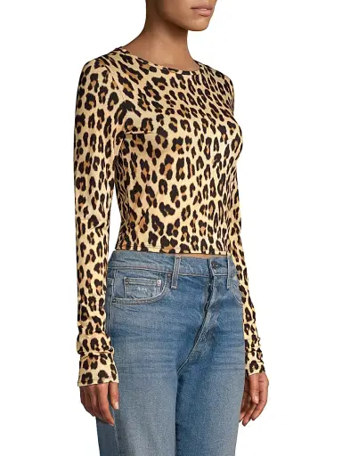 ALICE + OLIVIA Women's Delaina Leopard Print Crop Top - Textured Leopard | Thumbnail 4 ALICE + OLIVIA Women's Delaina Leopard Print Crop Top - Textured Leopard | Thumbnail 4