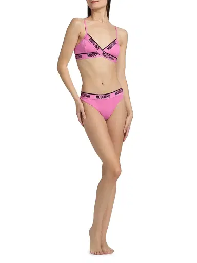 MOSCHINO Women's Intimo Donna 2-Pack Logo Thong Set - Fucsia - Size XS | Thumbnail 2