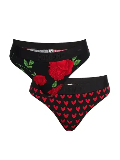 MOSCHINO Women's Intimo Donna Brief 2-Pack - Multi Black - Size Large | Thumbnail 1 MOSCHINO Women's Intimo Donna Brief 2-Pack - Multi Black - Size Large | Thumbnail 1