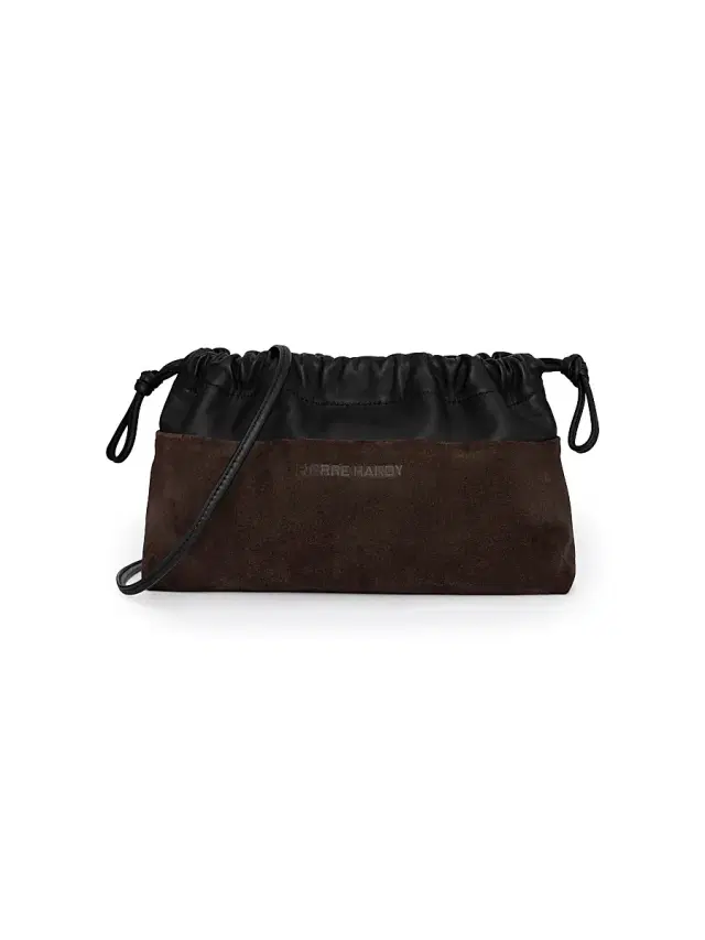 Pierre Hardy Women's Twin Colorblocked Suede & Leather Drawstring Clutch - Dark Brown Black