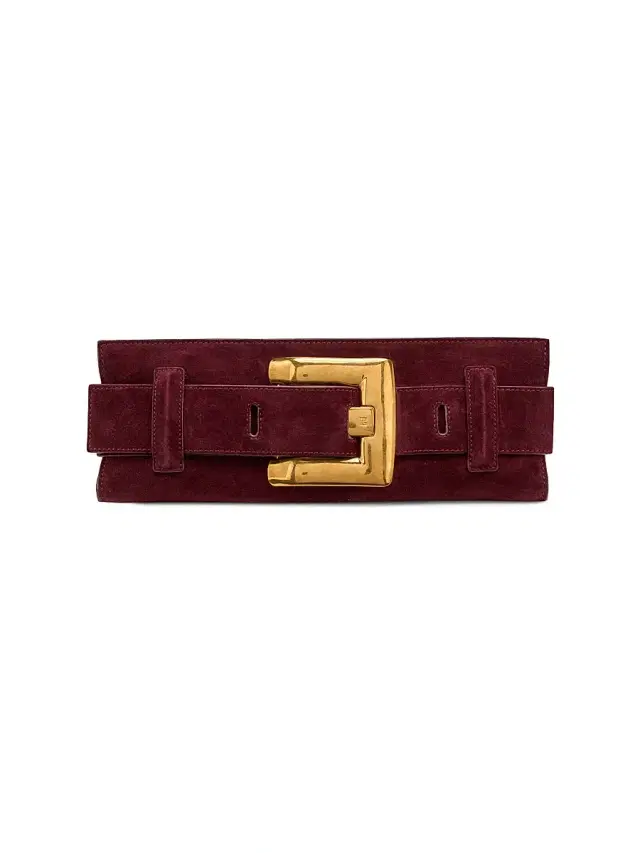 Women's Mini Anthem Suede Clutch Bag - Bordeaux