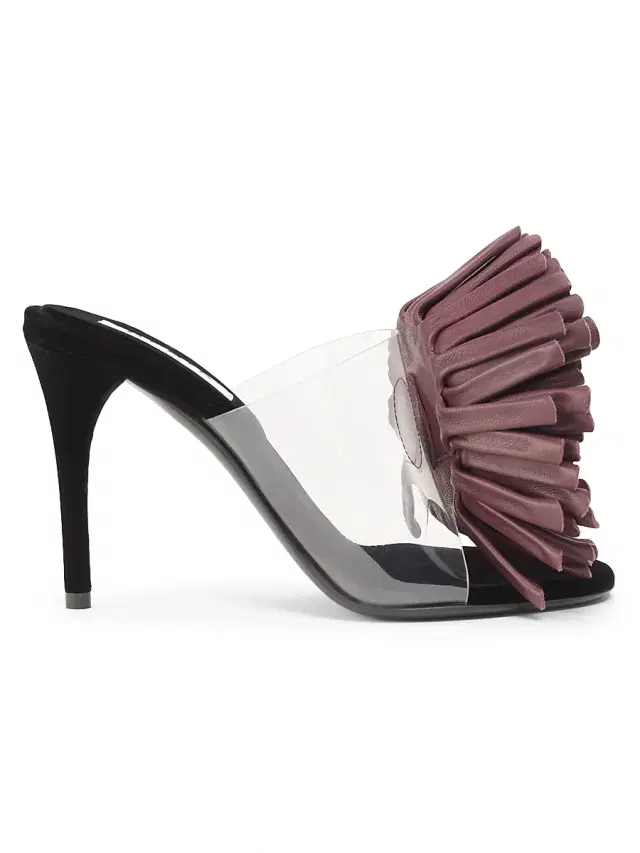 ALAIA Women's 90MM Rosette-Detail Transparent Mules - Aubergine