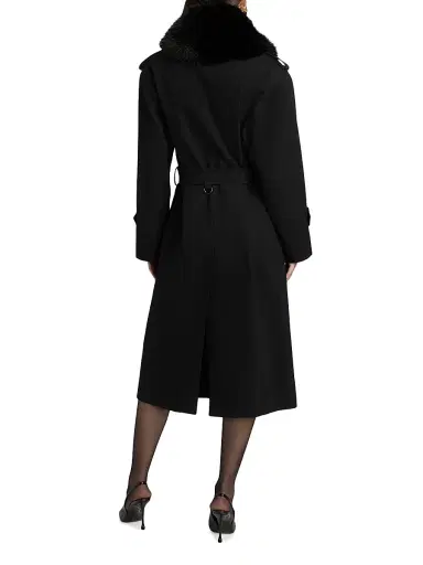 Self-Portrait Women's Faux Fur Collar Twill Trench Coat | Thumbnail 5 Self-Portrait Women's Faux Fur Collar Twill Trench Coat | Thumbnail 5