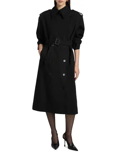 Self-Portrait Women's Faux Fur Collar Twill Trench Coat | Thumbnail 6 Self-Portrait Women's Faux Fur Collar Twill Trench Coat | Thumbnail 6