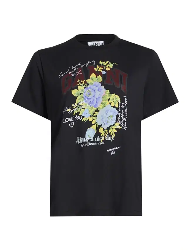 Ganni Women's Rose Graphic T-Shirt - Phantom